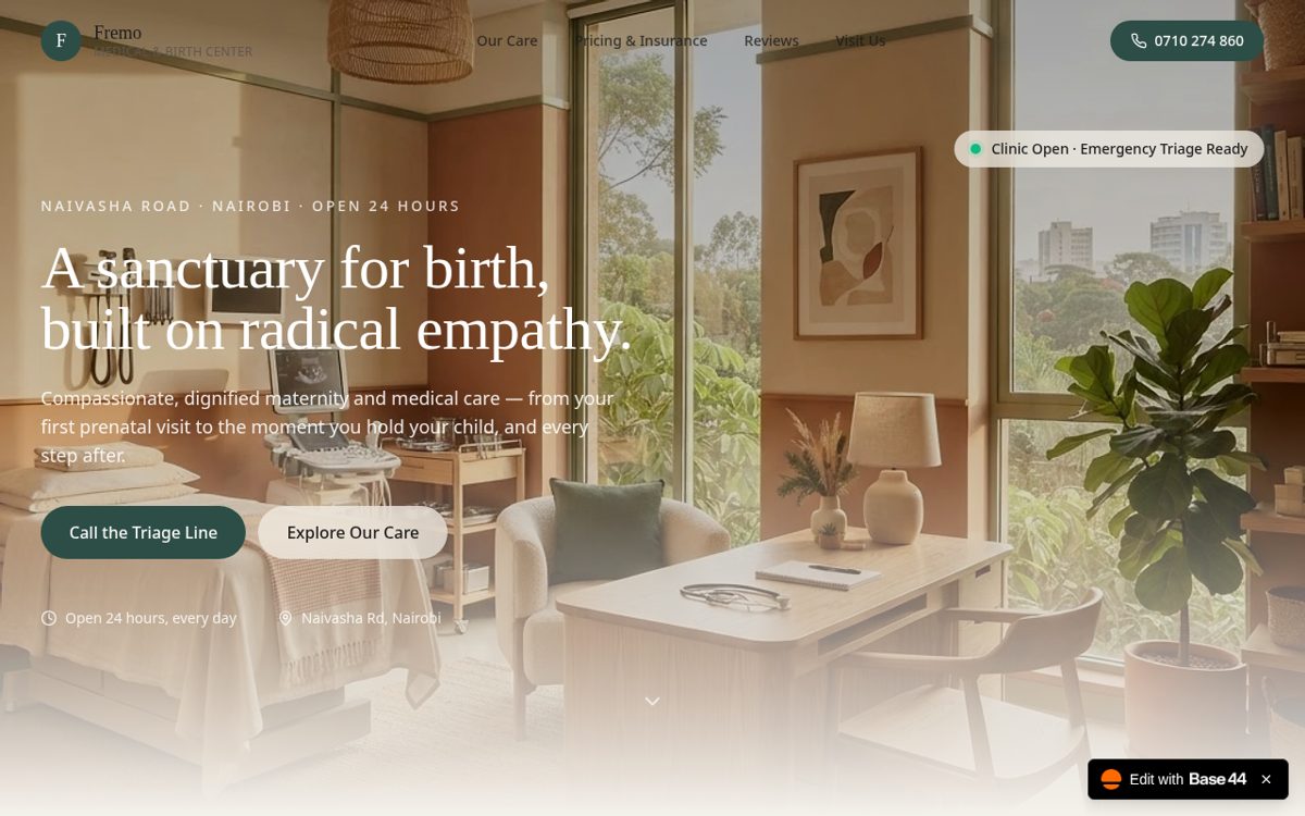 Fremo Birth Haven website homepage built by webstudios